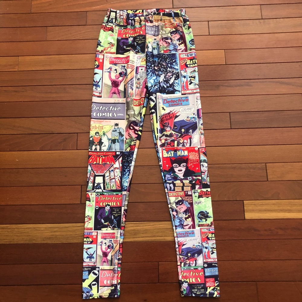 Comic Book Batman Collage Leggings Adult Sz Small